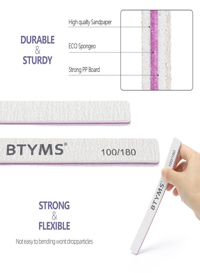 بي تي واي ام اس مجموعة أدوات تجميل الأظافر الاحترافية ذات الوجهين من BTYMS، 30 قطعة، بدرجات خشونة 100/180، مناسبة للأظافر الأكريليك - Image 4